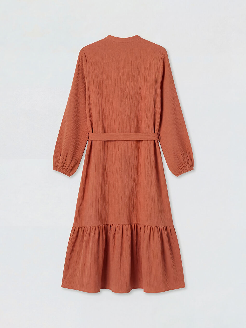 Turuncu Hakim Yaka Dokulu Elbise-5