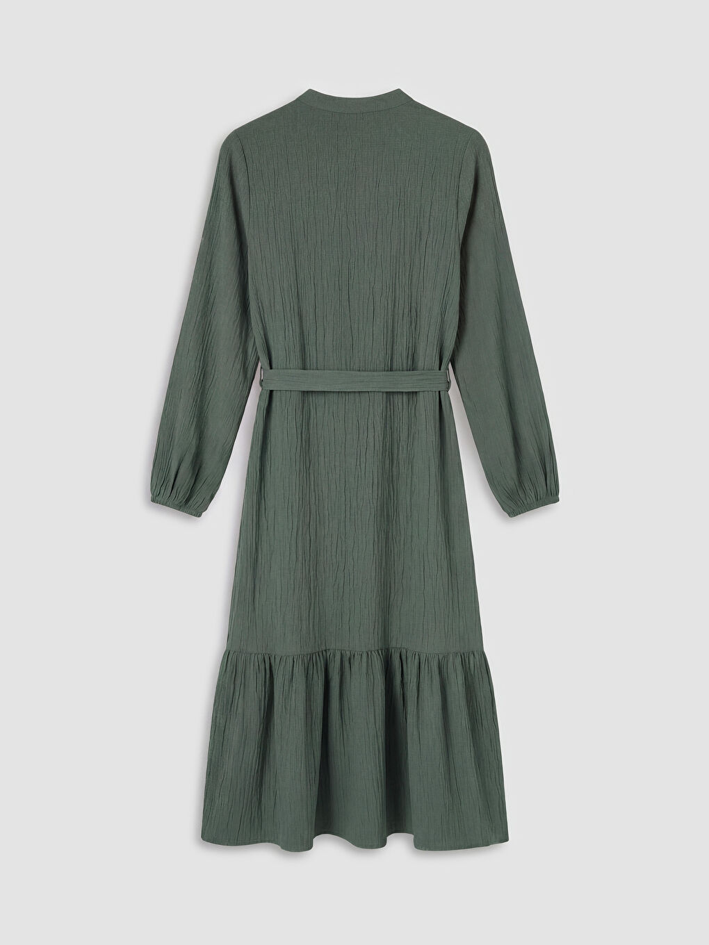 Yeşil Hakim Yaka Dokulu Elbise-1