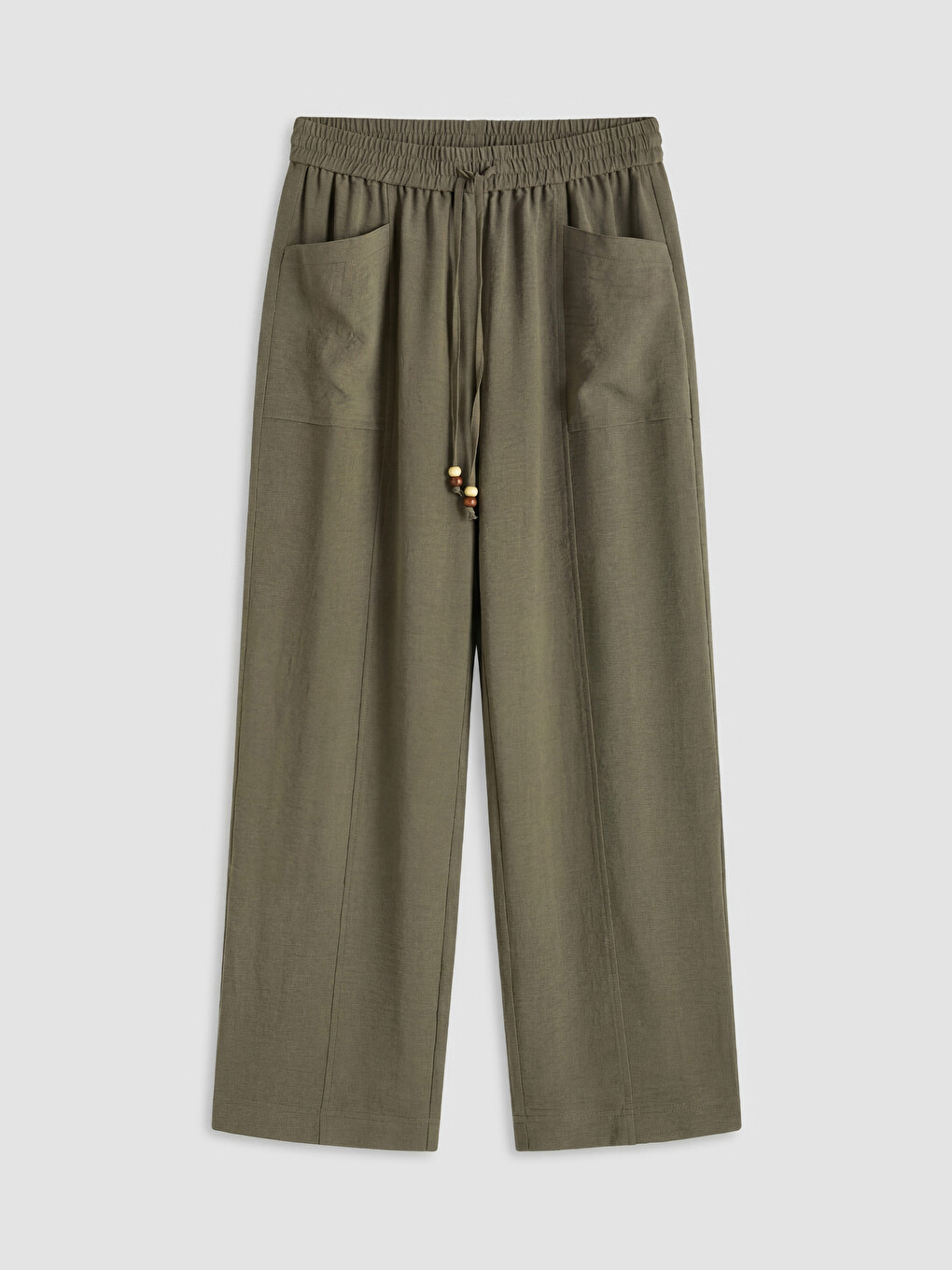 Pantaloni Largi cu Talie Elastică pentru Femei-4