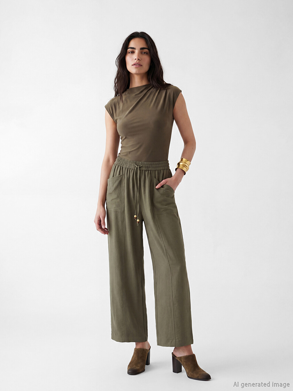 Pantaloni Largi cu Talie Elastică pentru Femei