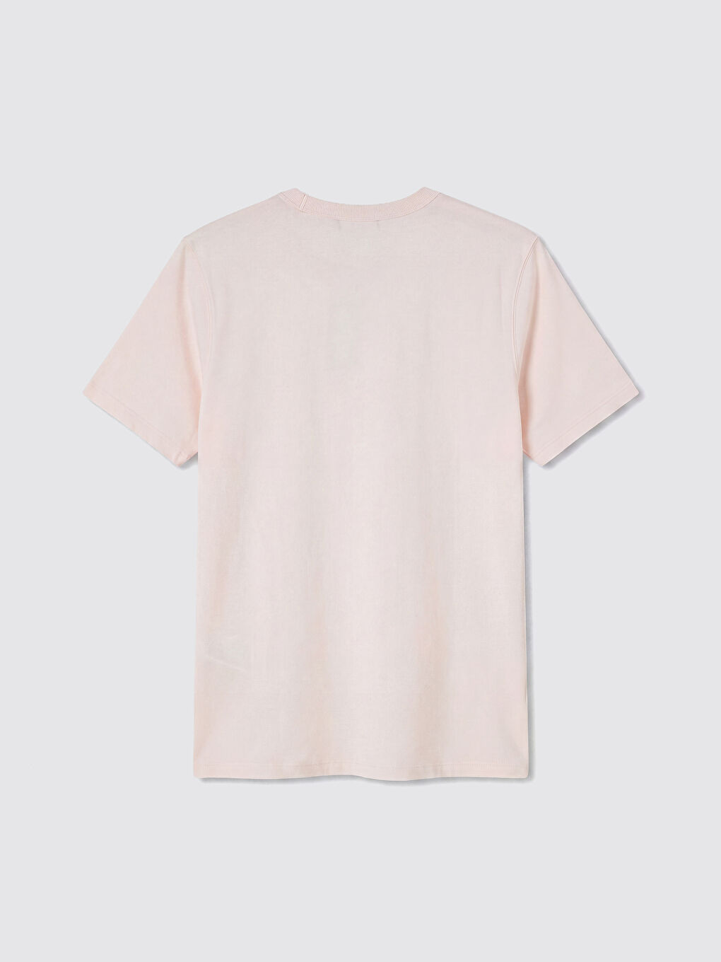 Pembe Bisiklet Yaka Penye Erkek Tişört-1