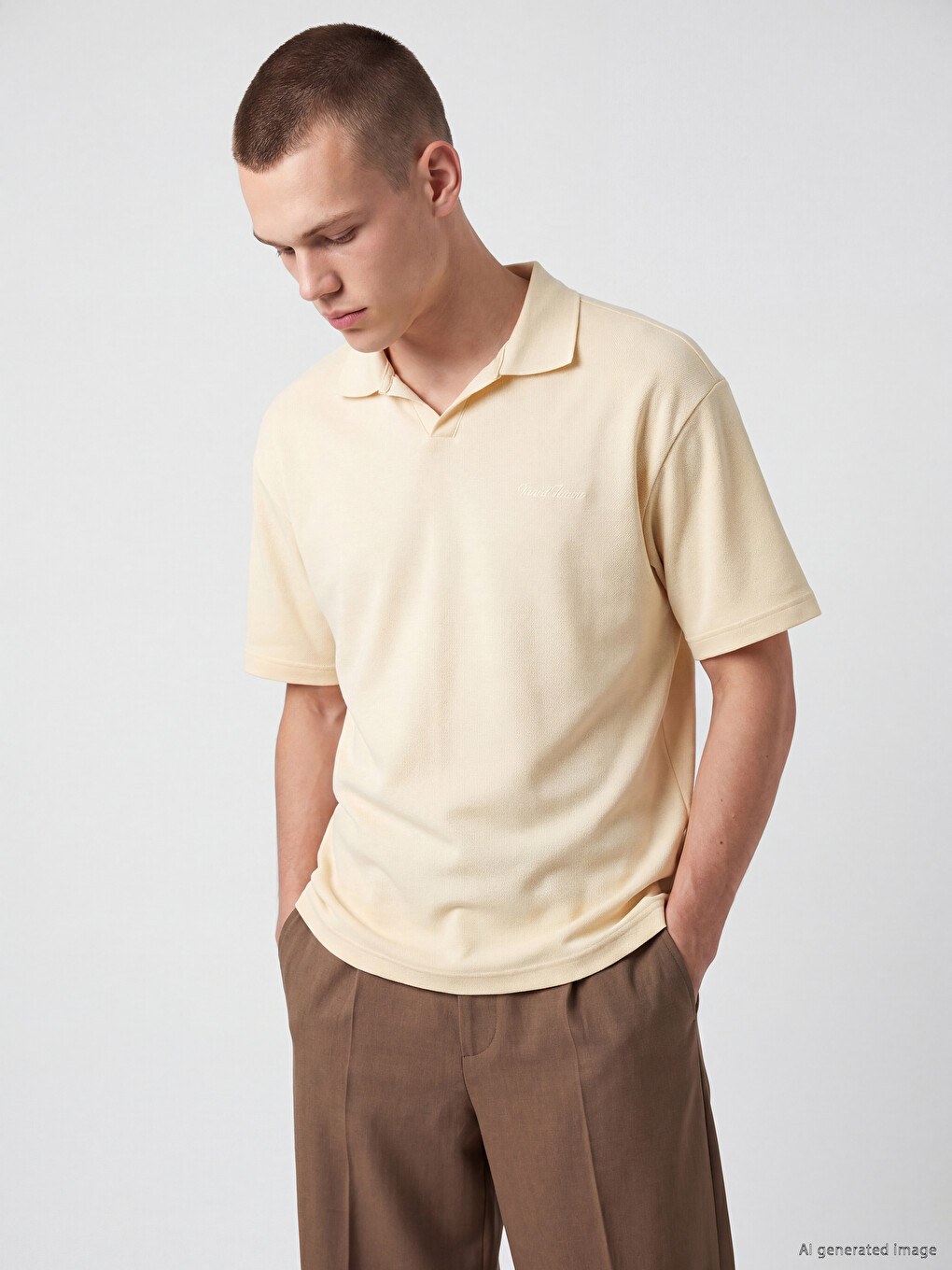 Polo Collar Embroidered Men's T-Shirt