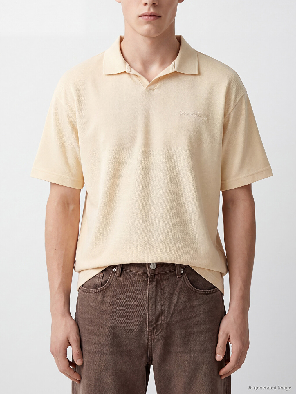 Polo Collar Embroidered Men's T-Shirt-2