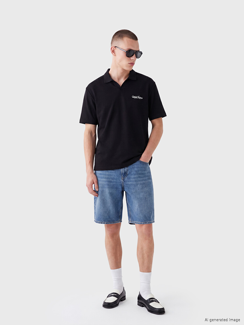 Polo Collar Embroidered Men's T-Shirt-1