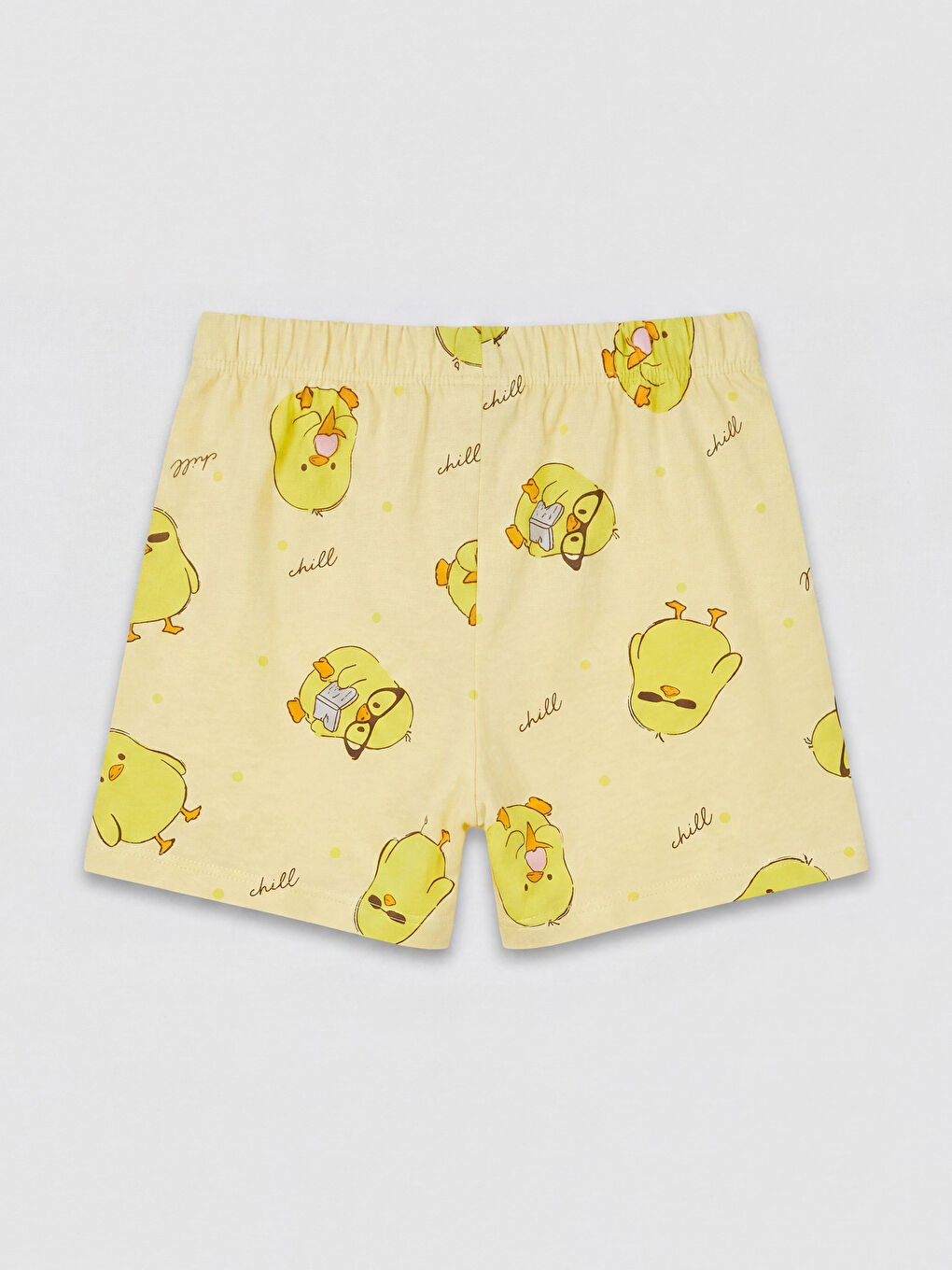 Sarı Bisiklet Yaka Kız Çocuk Şortlu Pijama Takımı-4