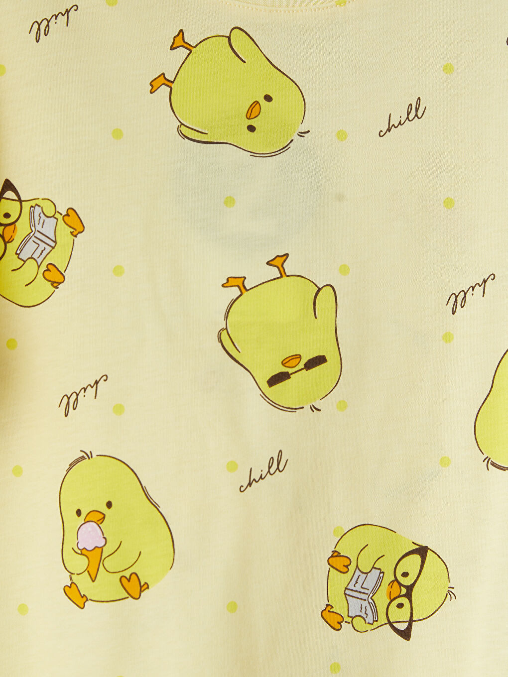 Sarı Bisiklet Yaka Kız Çocuk Şortlu Pijama Takımı-5