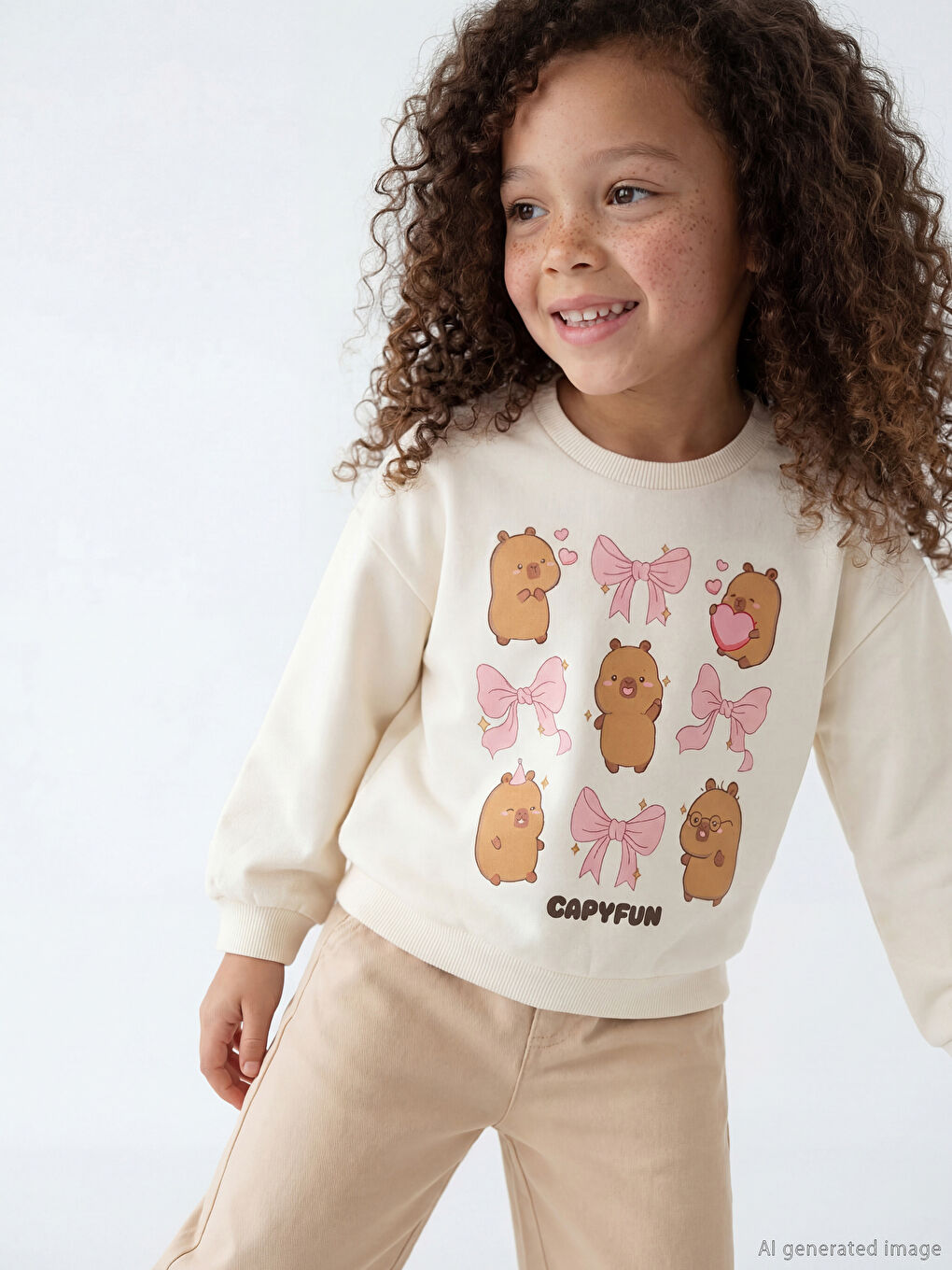 Dukserica sa okruglim izrezom Capyfun štampana za devojčice-1