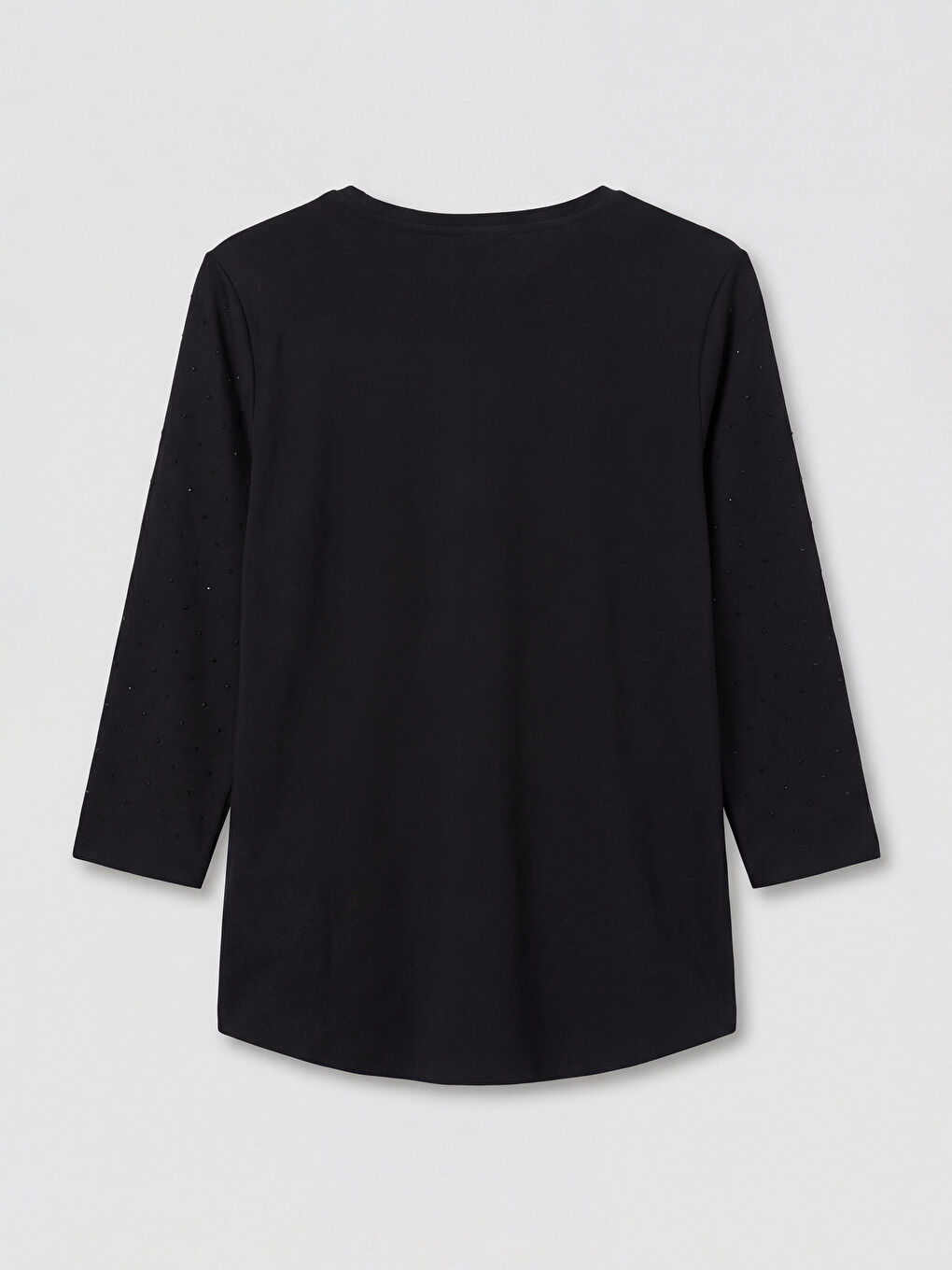 Siyah Bisiklet Yaka Taşlı Bluz-5