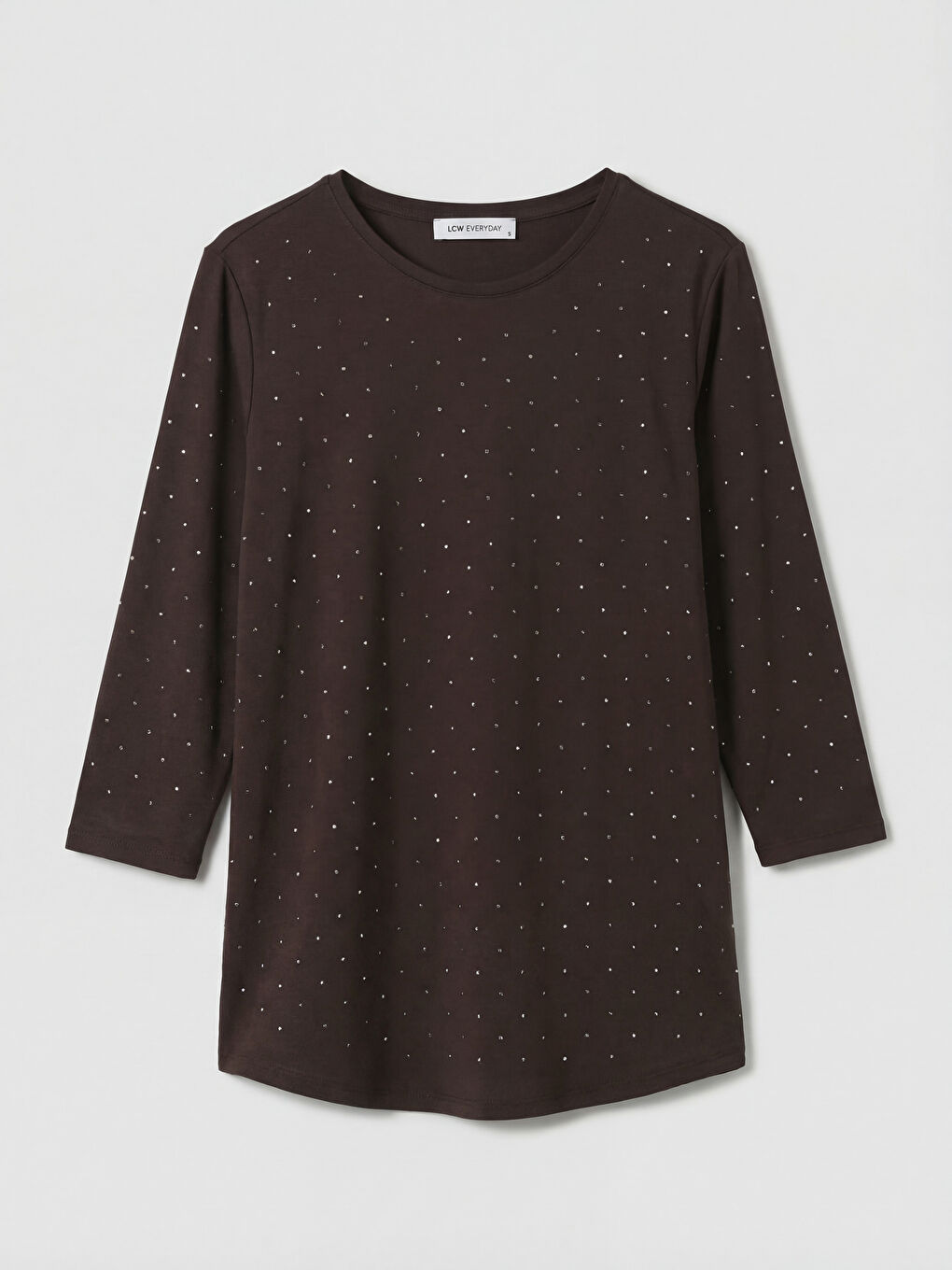 Kahverengi Bisiklet Yaka Taşlı Bluz-4