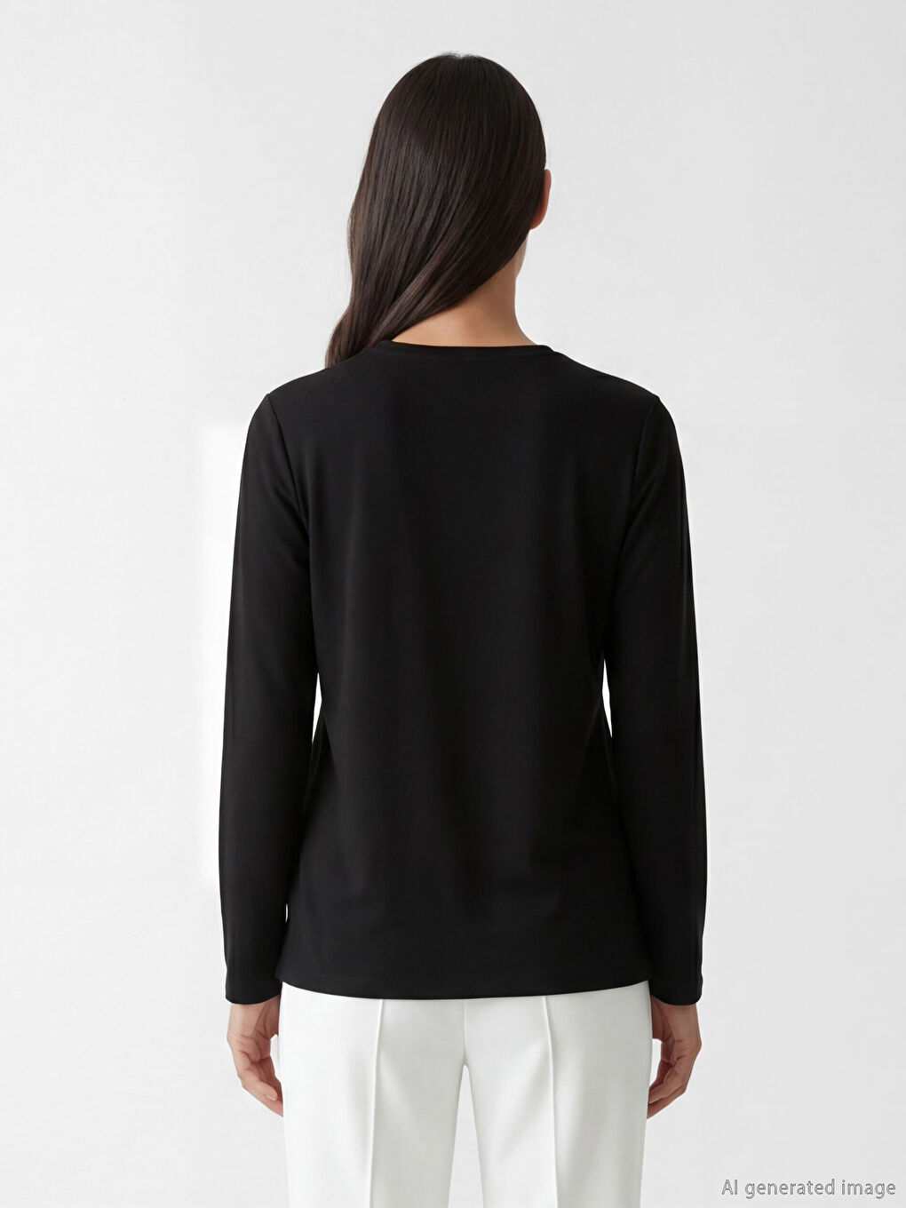 Siyah Bisiklet Yaka Baskılı Kadın Tişört-3