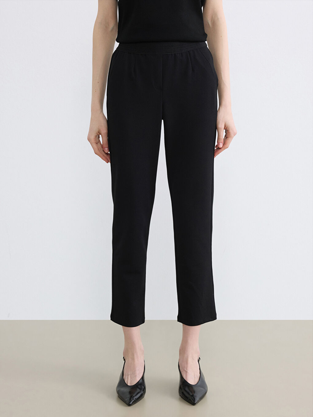 Elastic Waist Slim Fit Women's Trousers-1