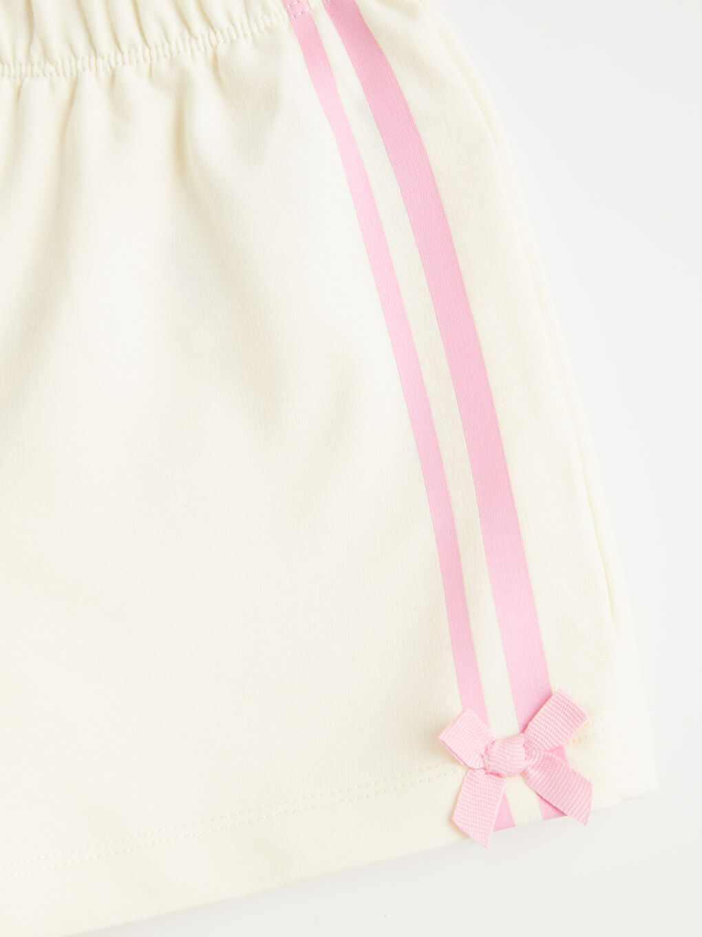 Ekru Kız Çocuk Fiyonk Detaylı Şeritli Şort 2'li-3