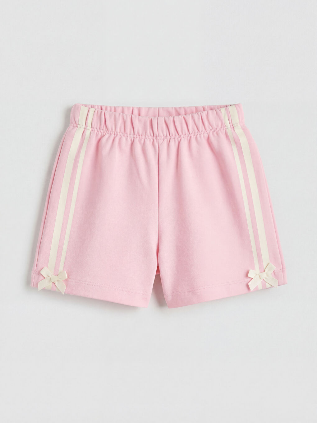 Ekru Kız Çocuk Fiyonk Detaylı Şeritli Şort 2'li-4