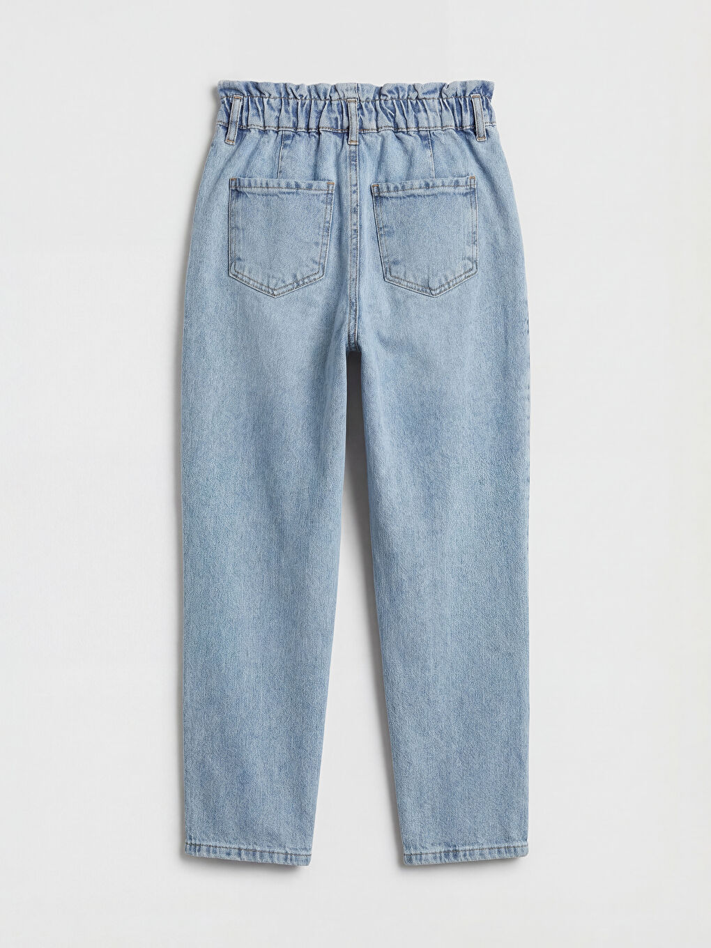 İndigo Beli Lastikli Slouchy Fit Kadın Jean Pantolon-1