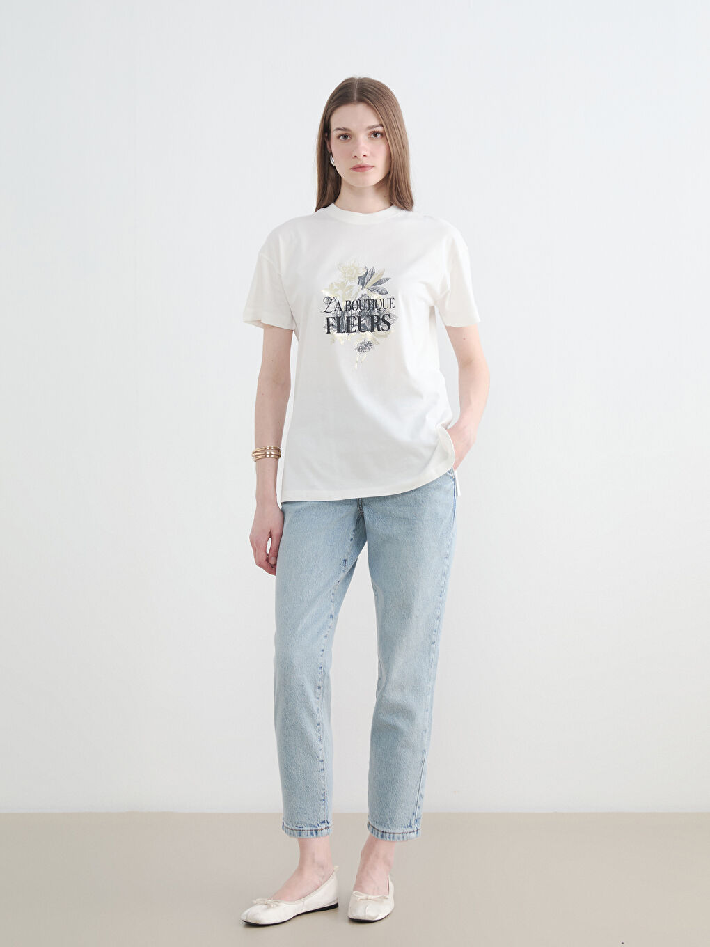 İndigo Beli Lastikli Slouchy Fit Kadın Jean Pantolon-1