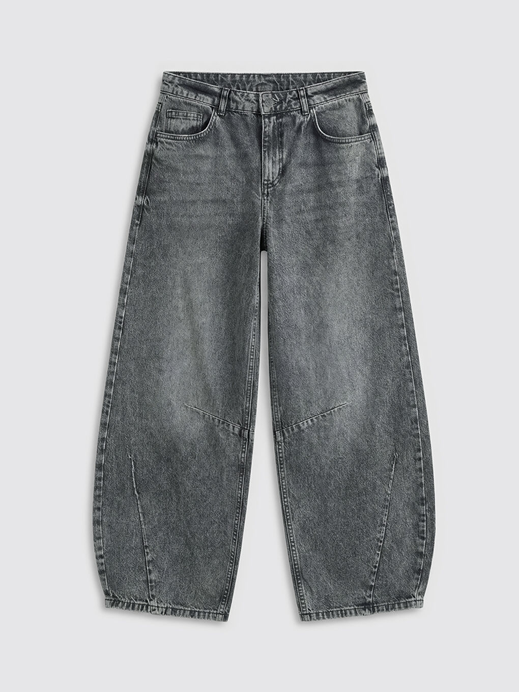Gri Balloon Fit Kadın Jean Pantolon