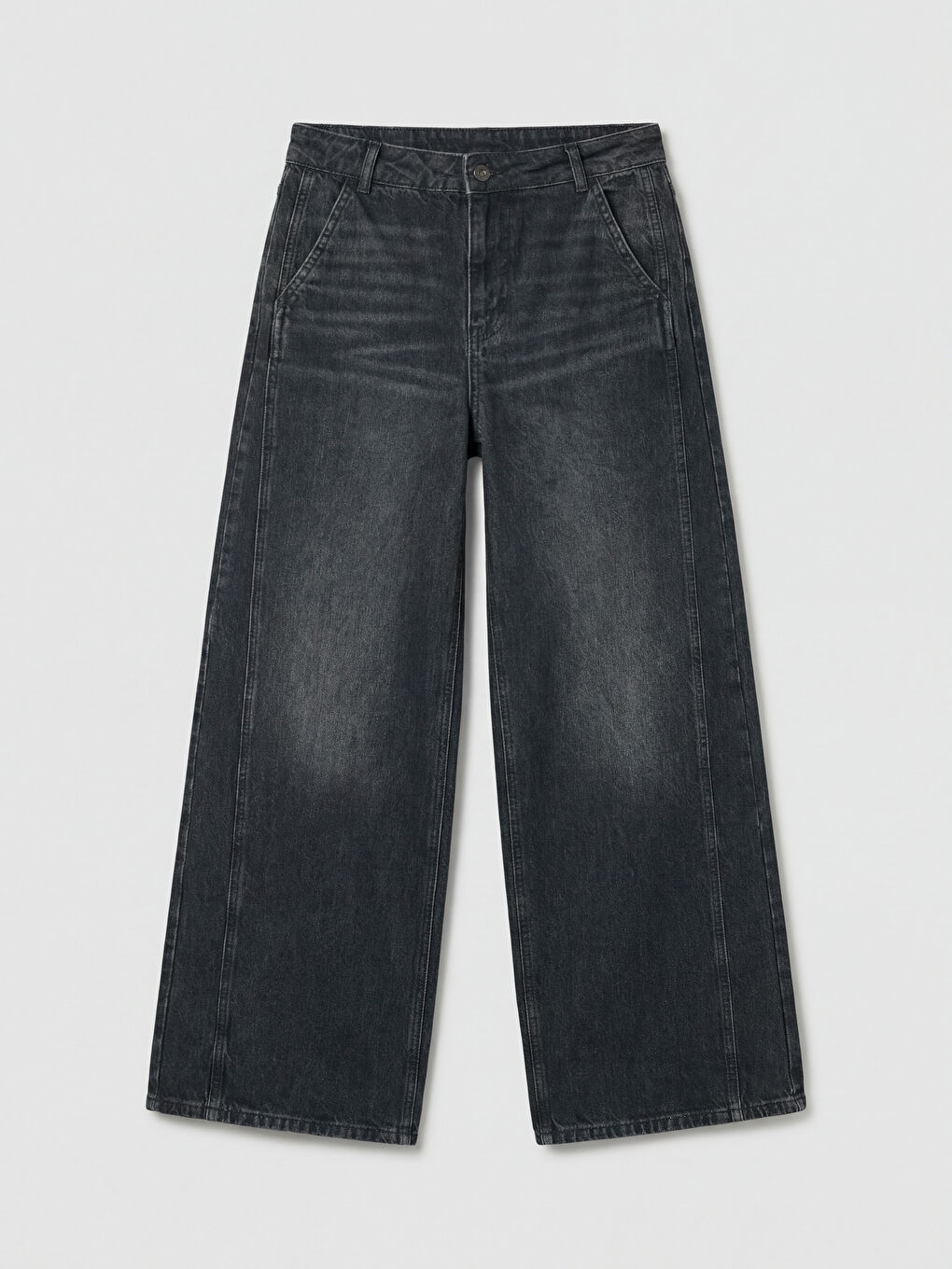 Siyah Wideleg Kadın Jean Pantolon