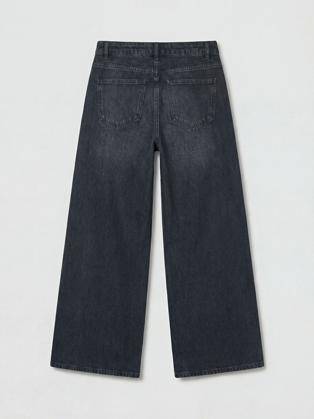 Siyah Wideleg Kadın Jean Pantolon-1