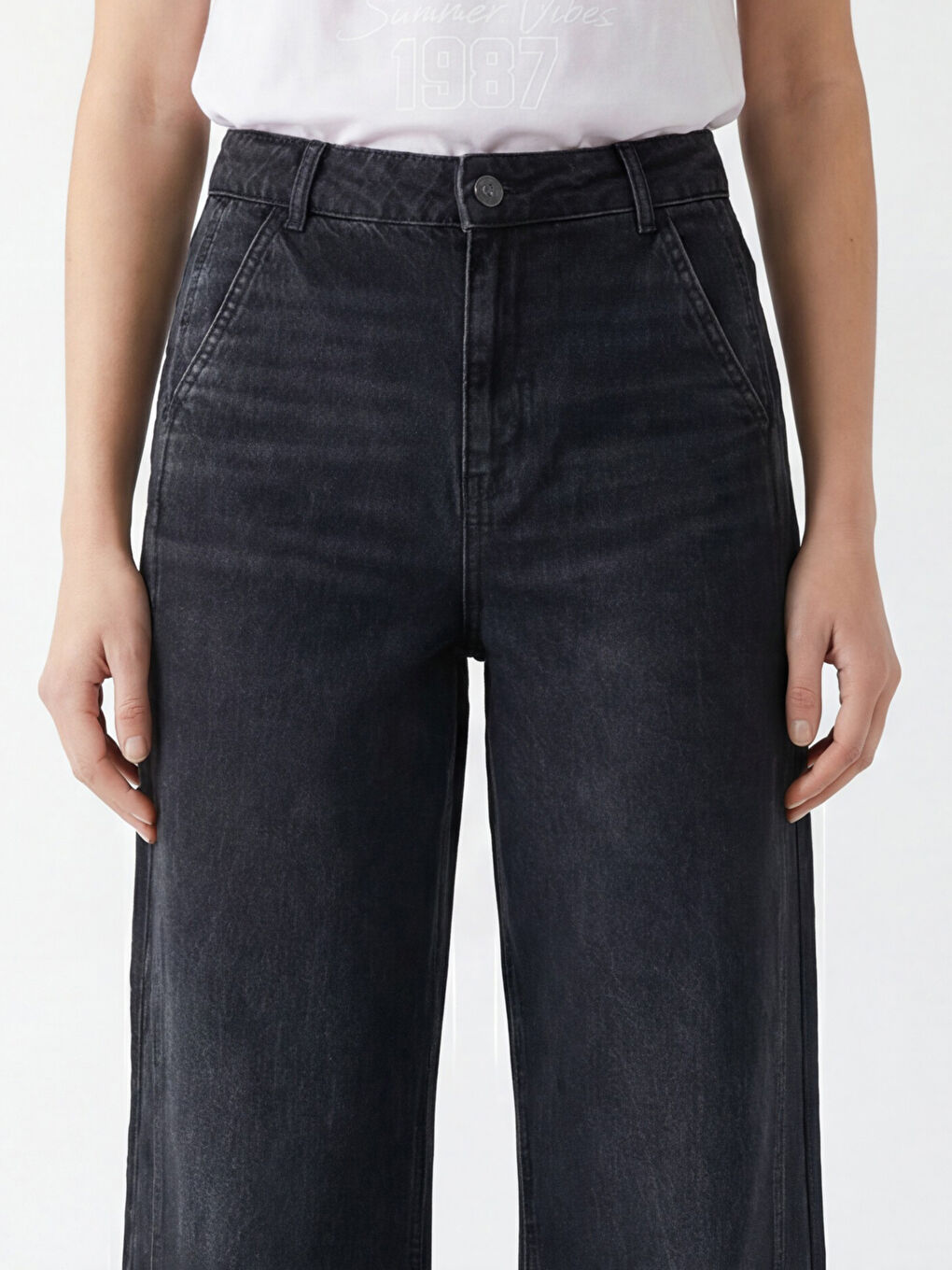 Дънки с широк крачол за жени-2