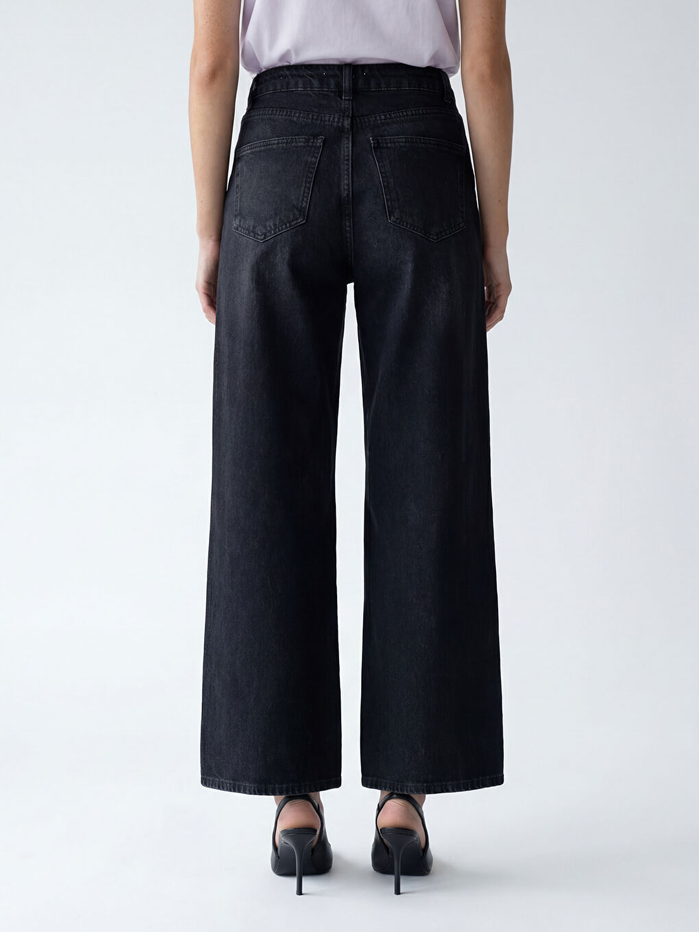 Дънки с широк крачол за жени-3