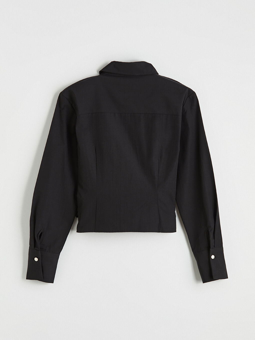 Siyah Kruvaze Yaka Kadın Gömlek-3