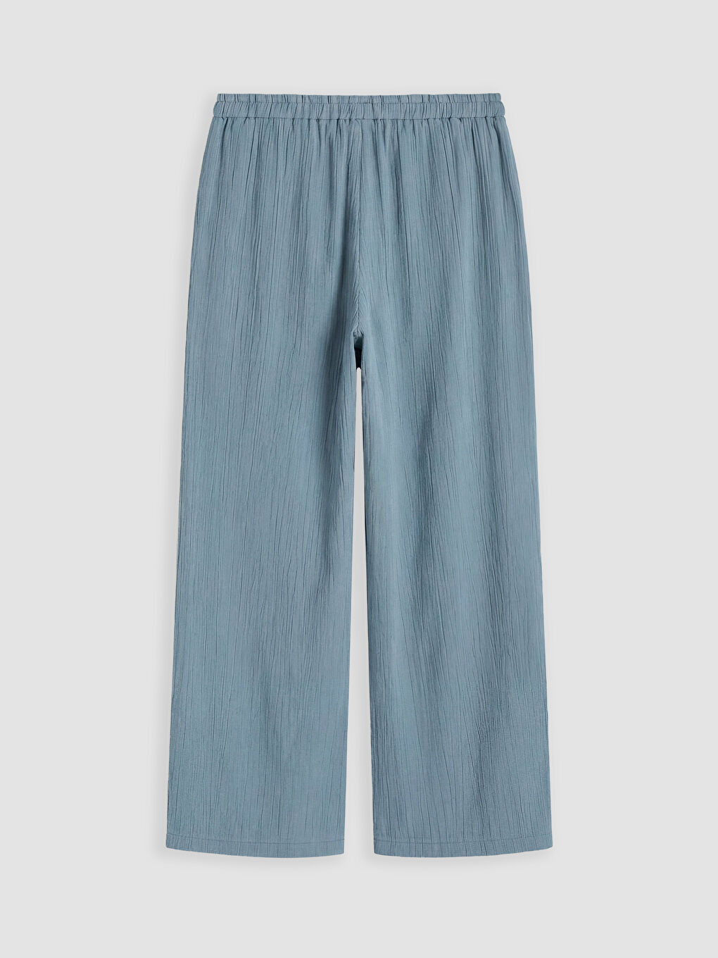 Mavi Beli Lastikli Dokulu Kadın Pantolon-1