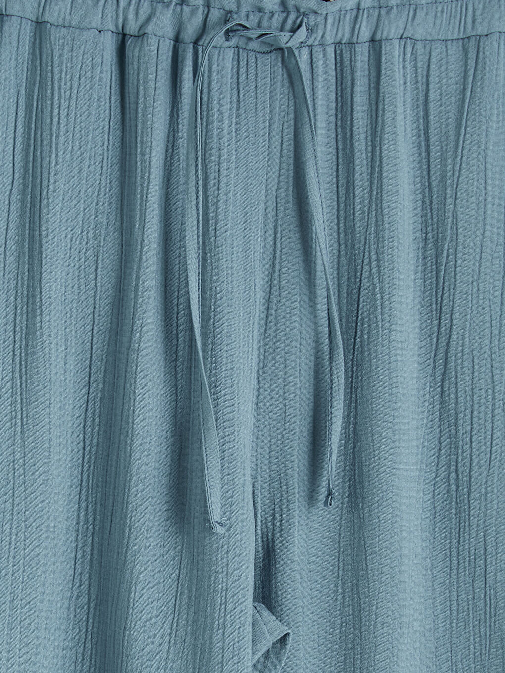 Mavi Beli Lastikli Dokulu Kadın Pantolon-2