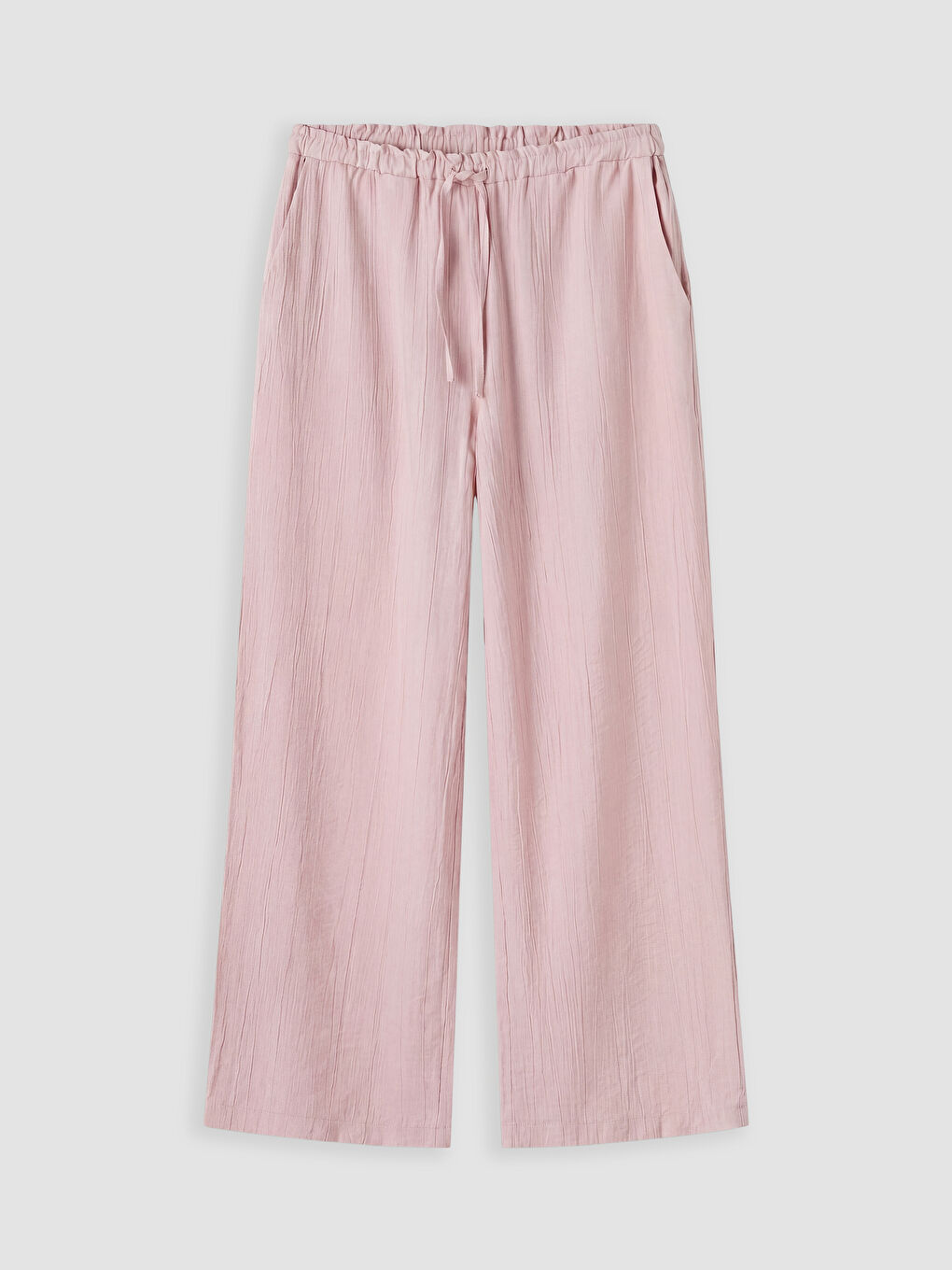 Pembe Beli Lastikli Dokulu Kadın Pantolon