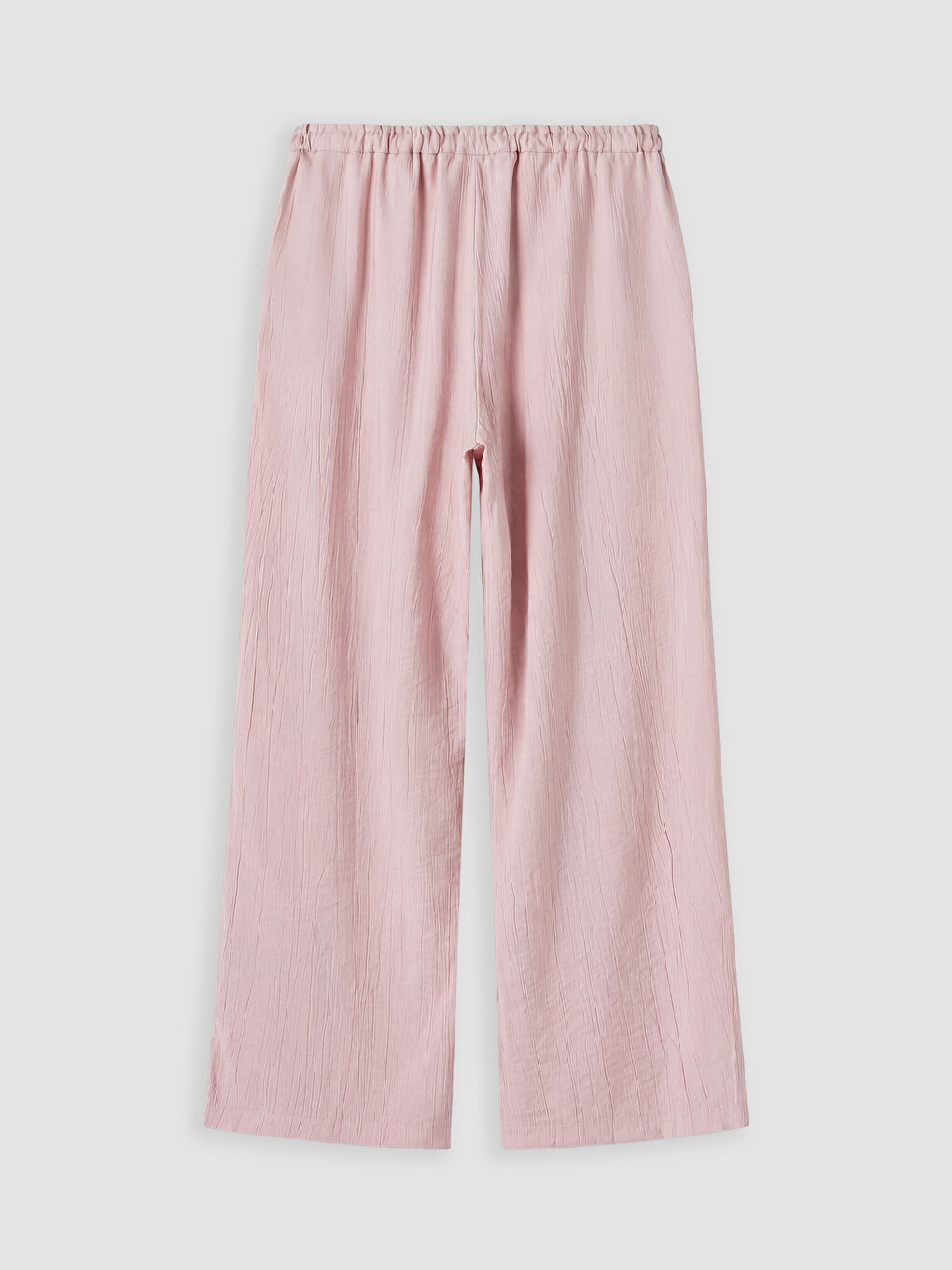 Pembe Beli Lastikli Dokulu Kadın Pantolon-1