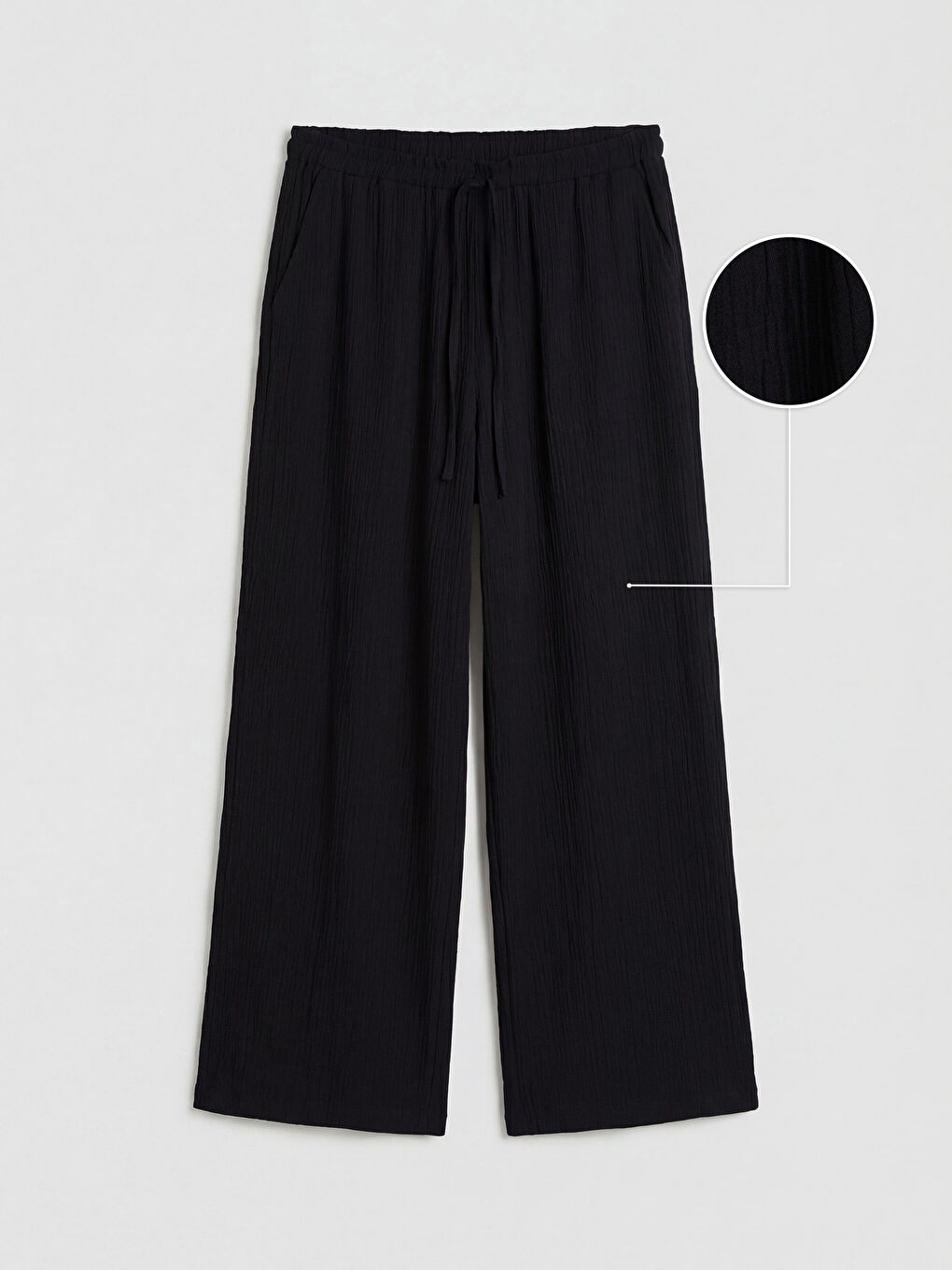 Siyah Beli Lastikli Dokulu Kadın Pantolon