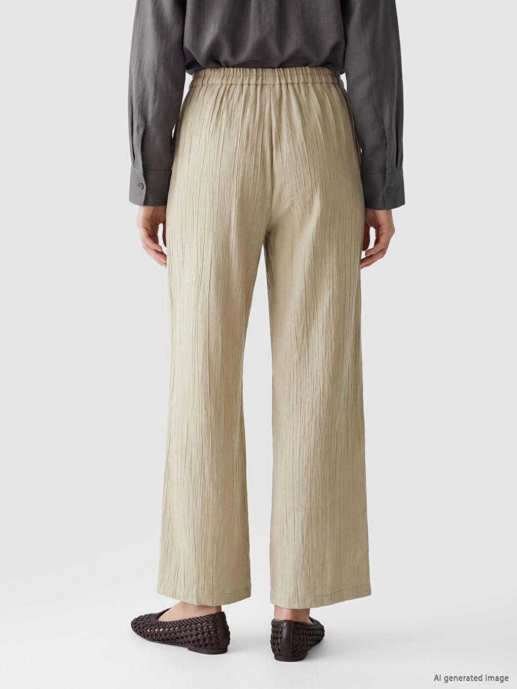 Elastic Waist Textured Women's Trousers-3