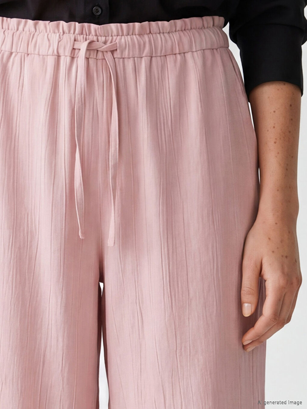 Elastic Waist Textured Women's Trousers-2