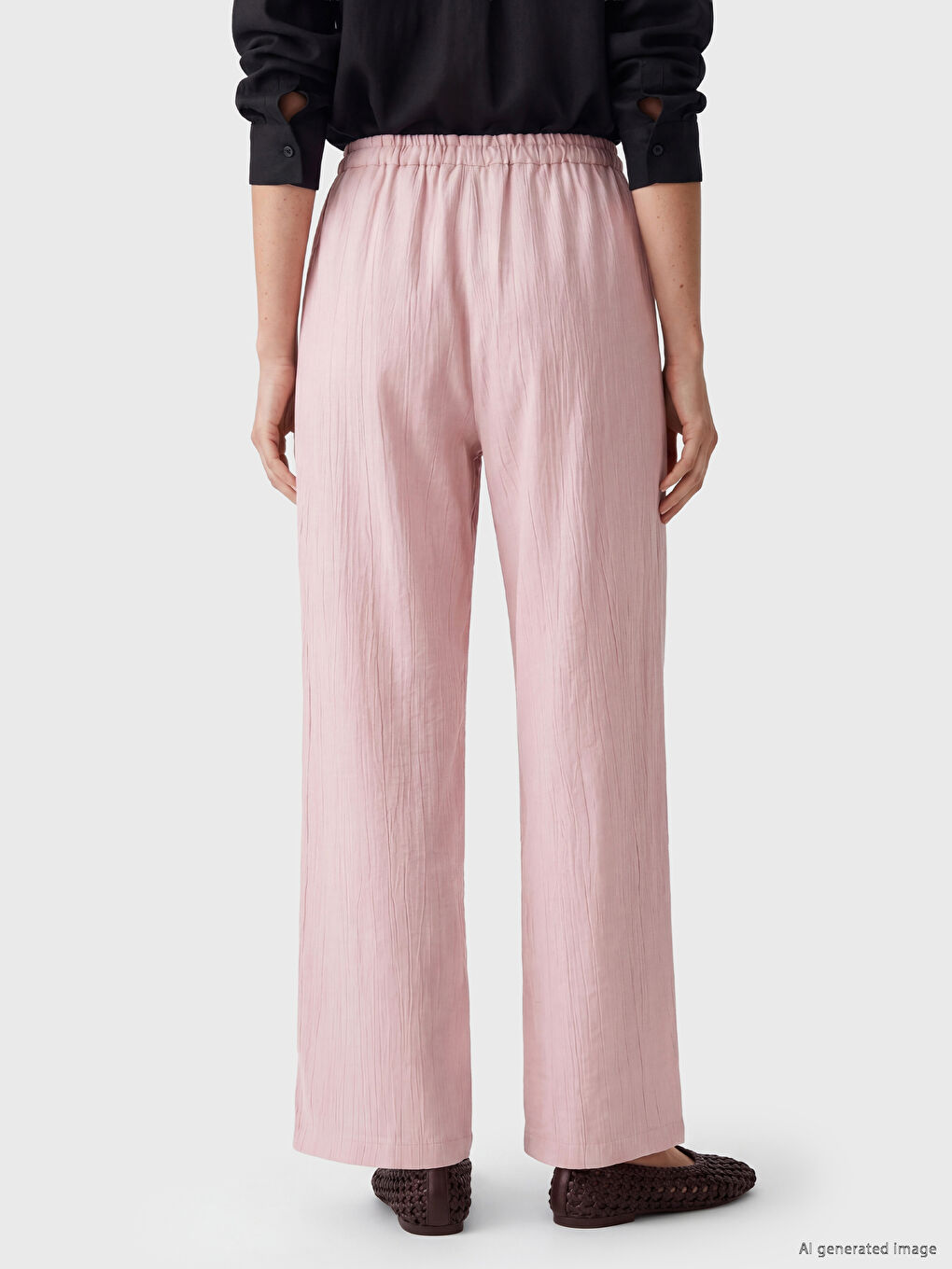 Elastic Waist Textured Women's Trousers-3