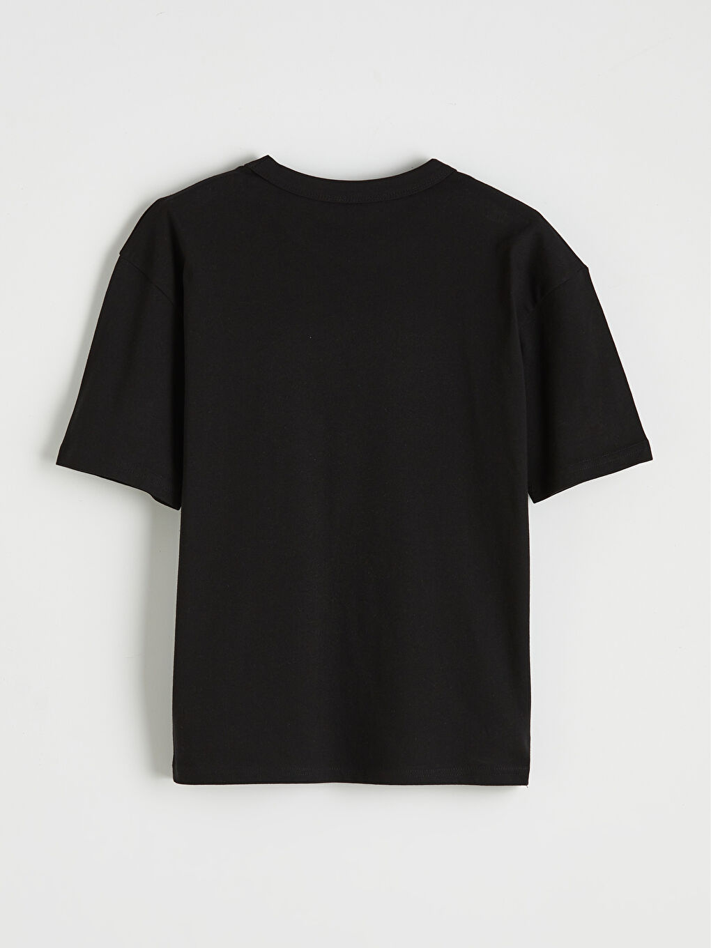 Siyah Bisiklet Yaka Yazı Baskılı Erkek Çocuk Tişört-1