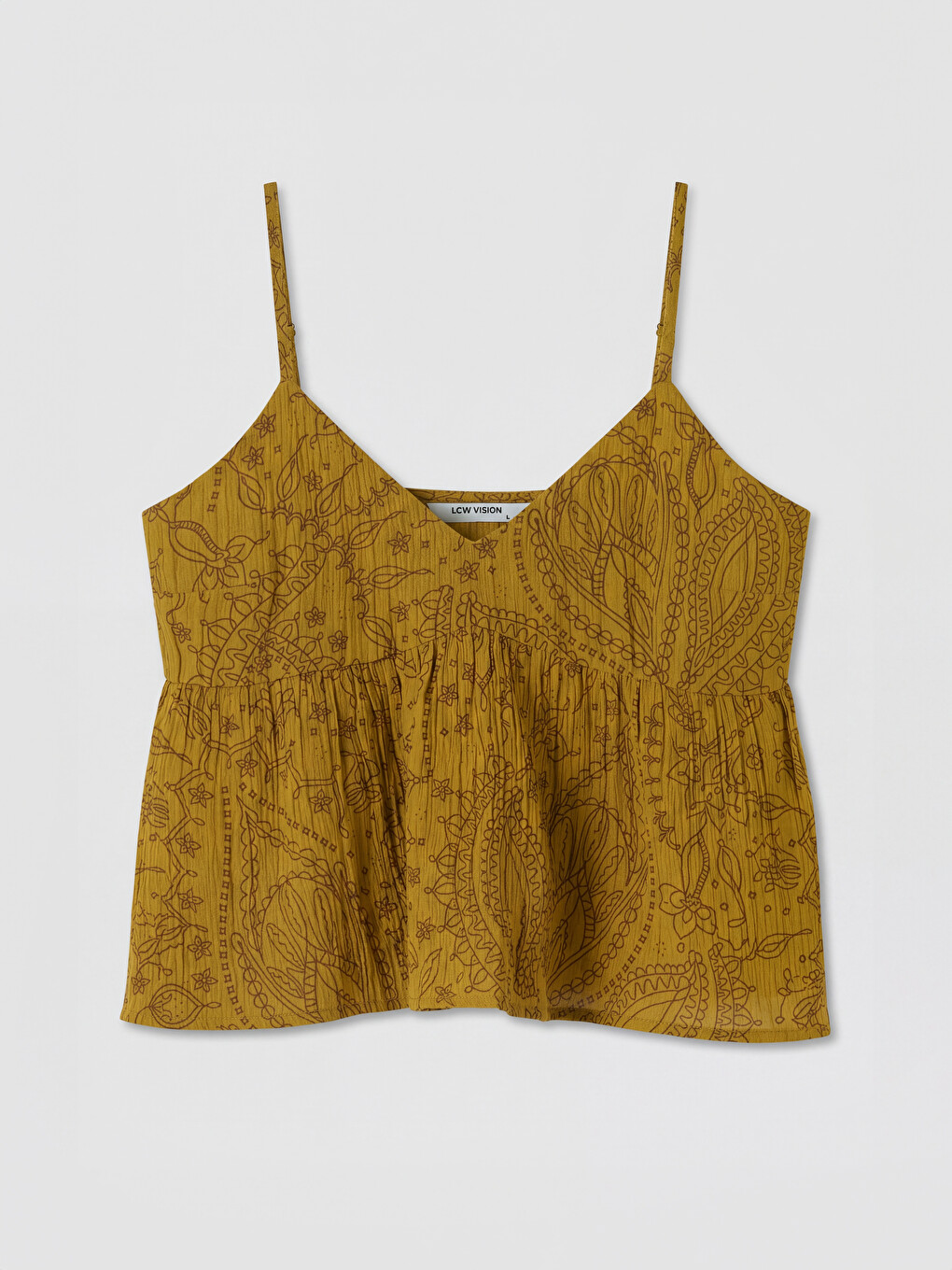 V Neck Strappy Patterned Blouse-4