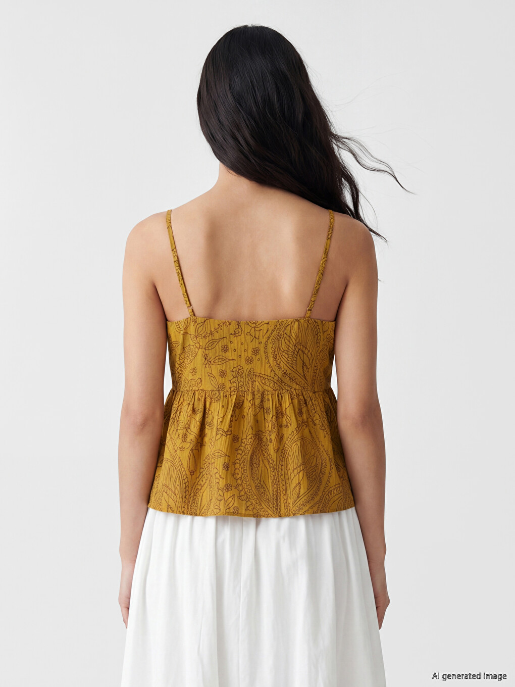 V Neck Strappy Patterned Blouse-3