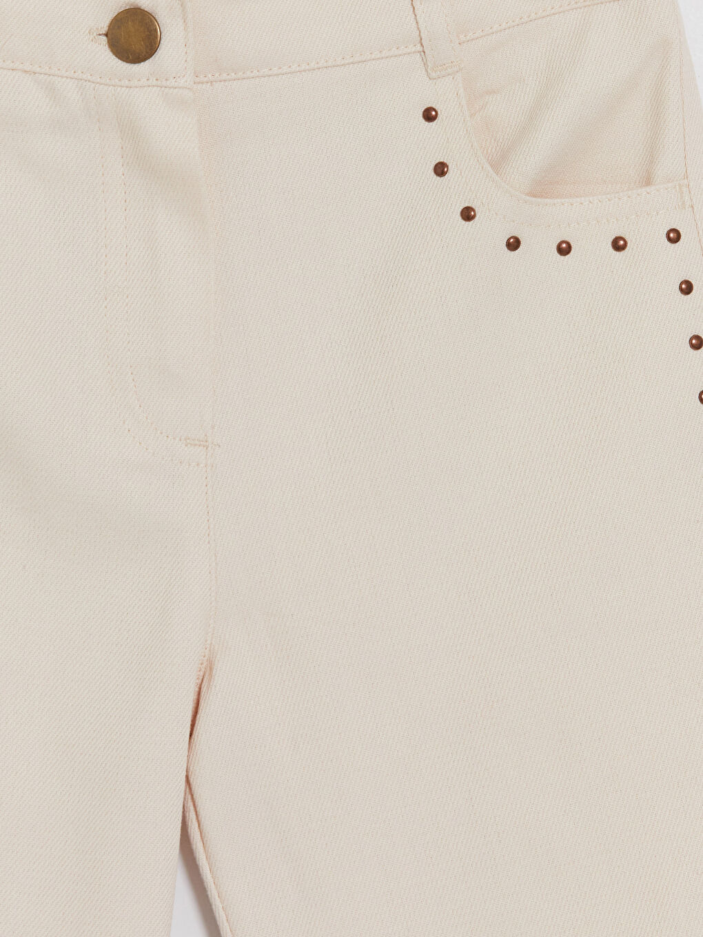 Ekru Regular Fit Kız Çocuk Gabardin Pantolon-2