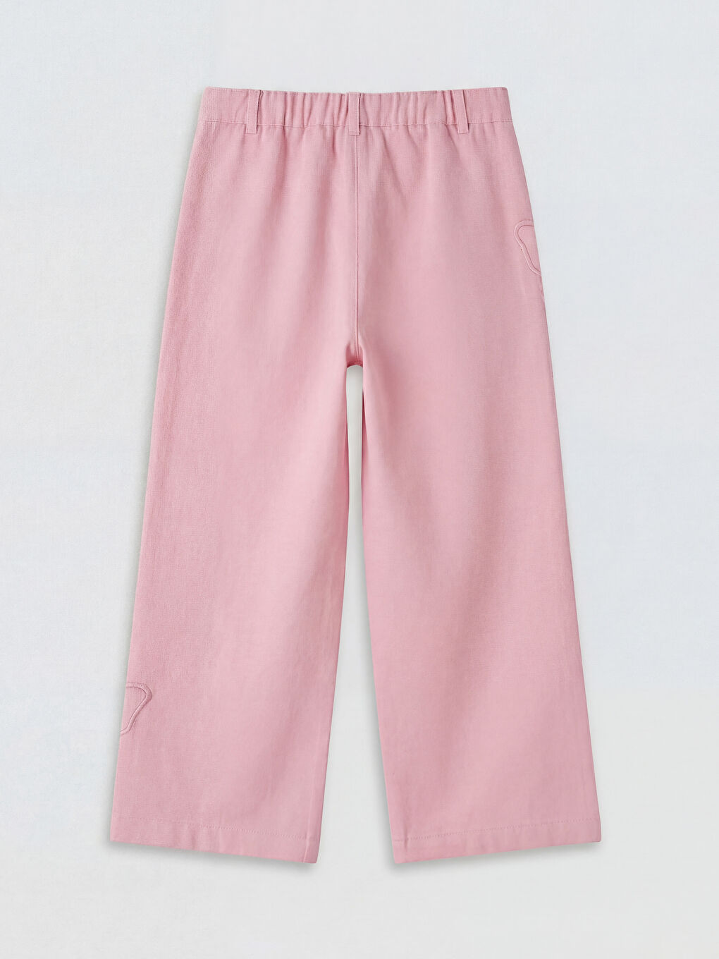 Pembe Beli Lastikli Nakışlı Kız Çocuk Pantolon-1