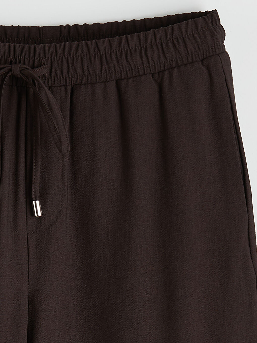 Kahverengi Beli Lastikli Geniş Paça Kadın Pantolon-1
