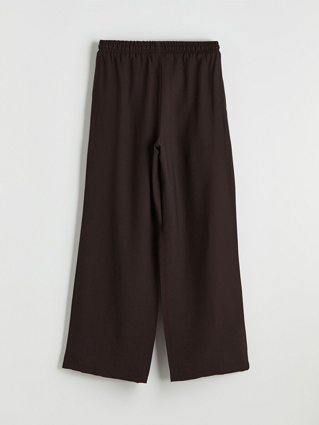 Kahverengi Beli Lastikli Geniş Paça Kadın Pantolon-2