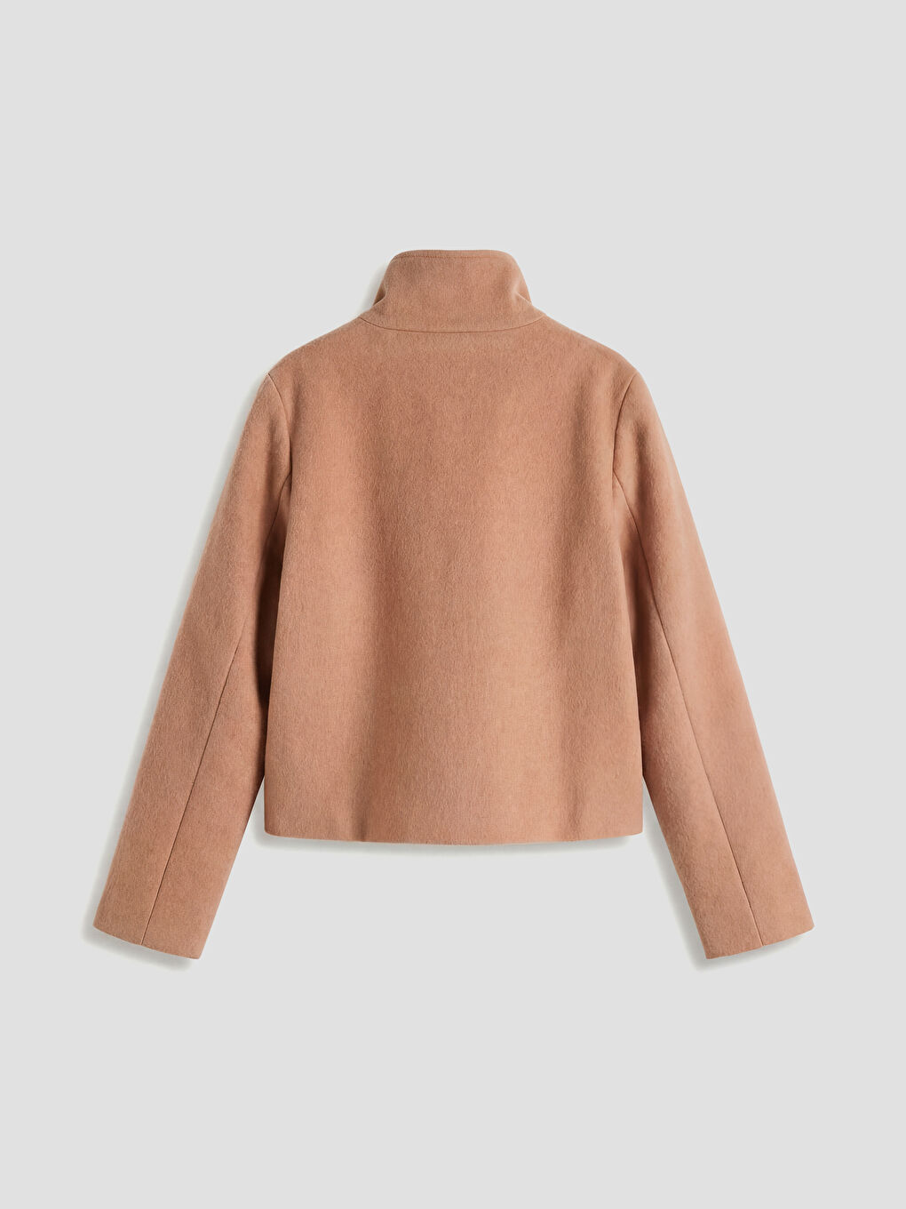 Bej Dik Yaka Kadın Kaşe Mont-1