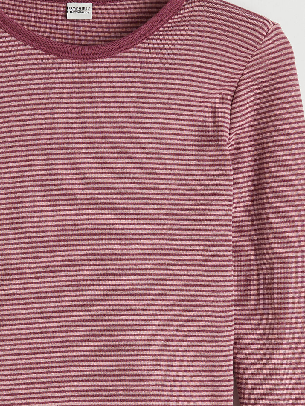Mürdüm Bisiklet Yaka Çizgili Kız Çocuk Uzun Kollu Tişört-2