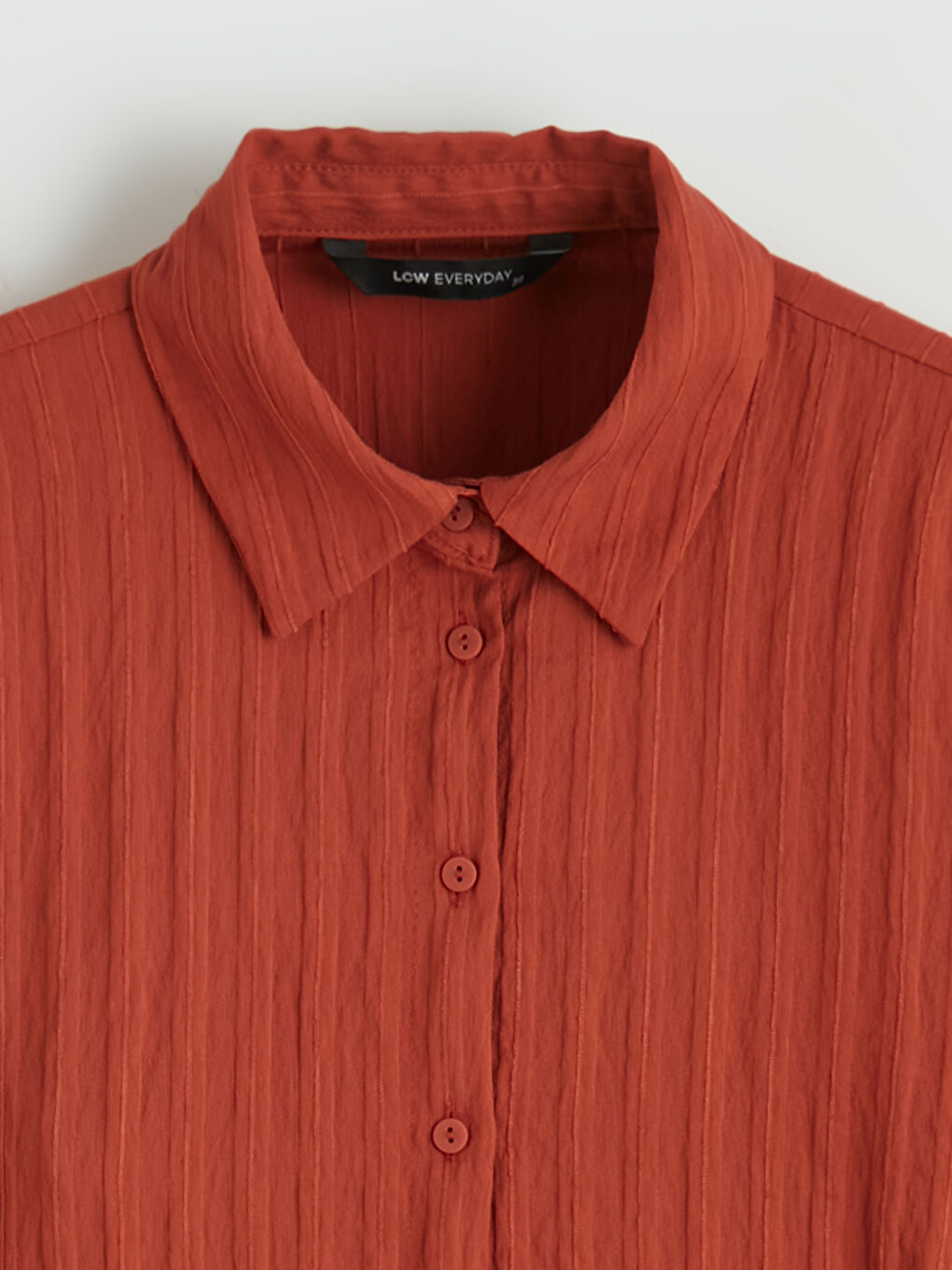 Kırmızı Çizgili Büzgülü Kadın Gömlek-5