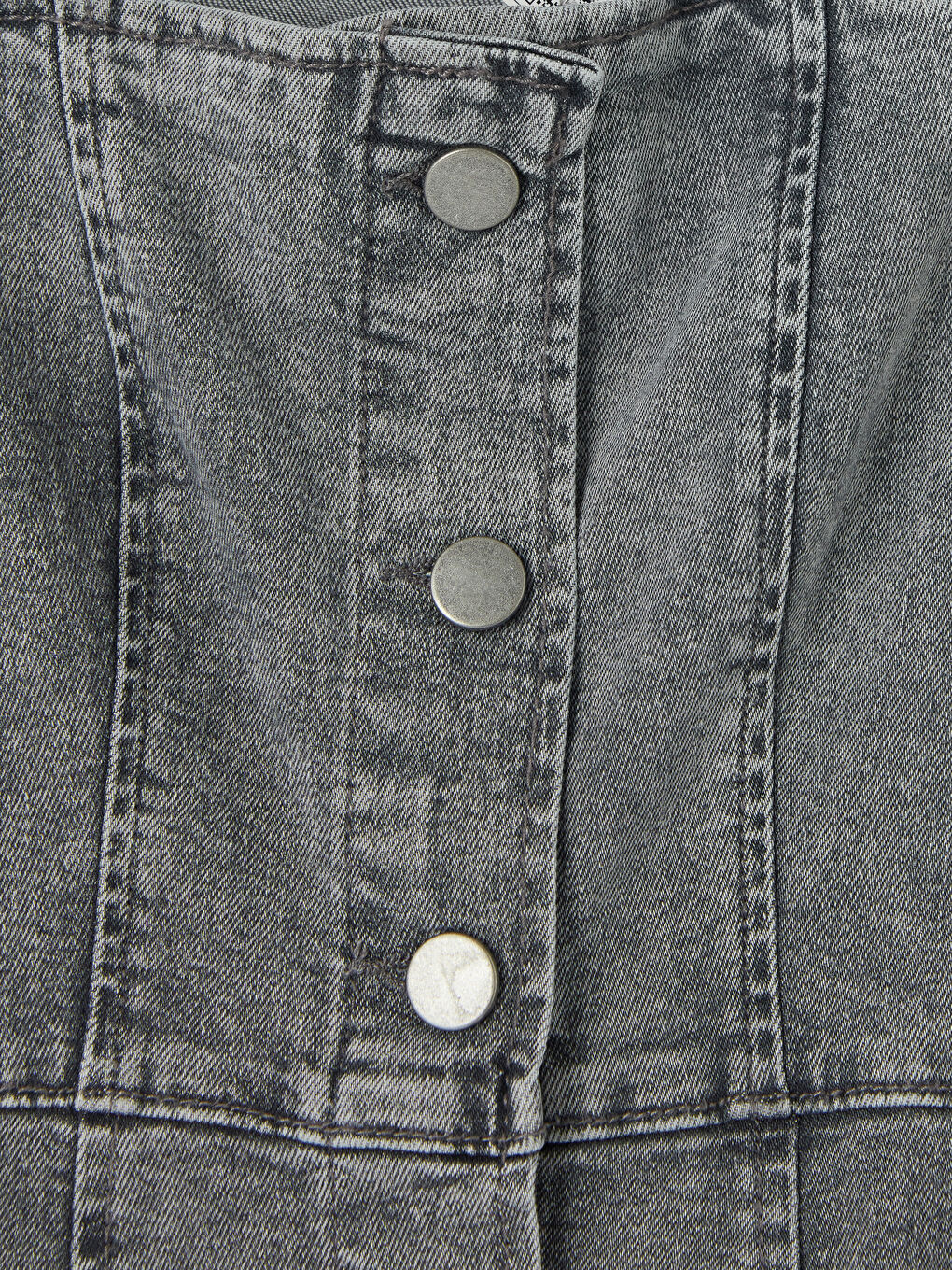 Antrasit Kare Yaka Belden Oturtmalı Mini Jean Elbise-2