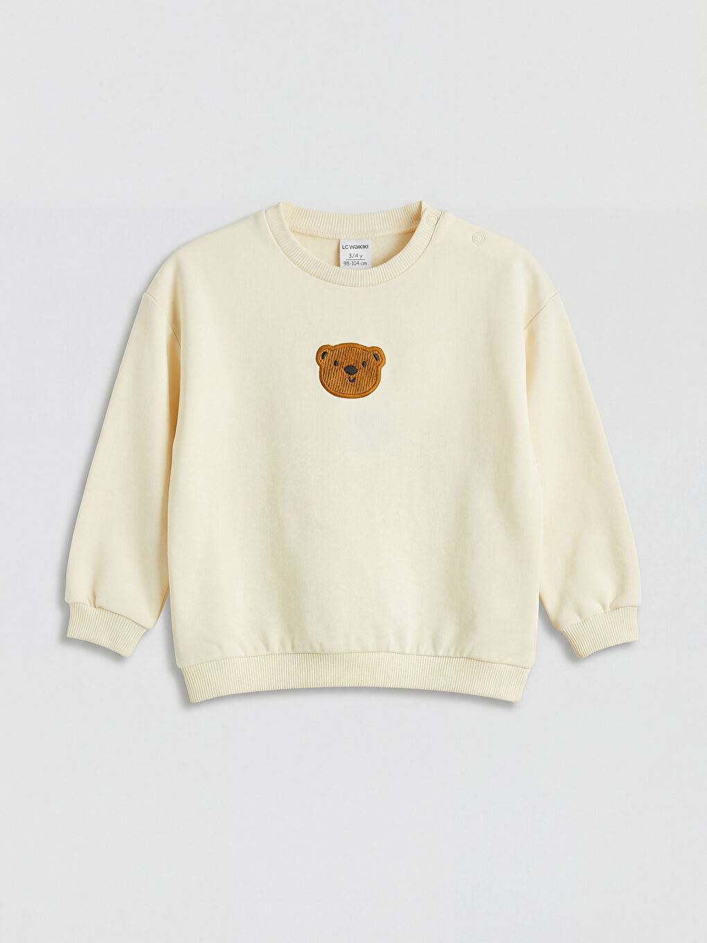 Bej Nakışlı Erkek Bebek Sweatshirt ve Eşofman Altı-1