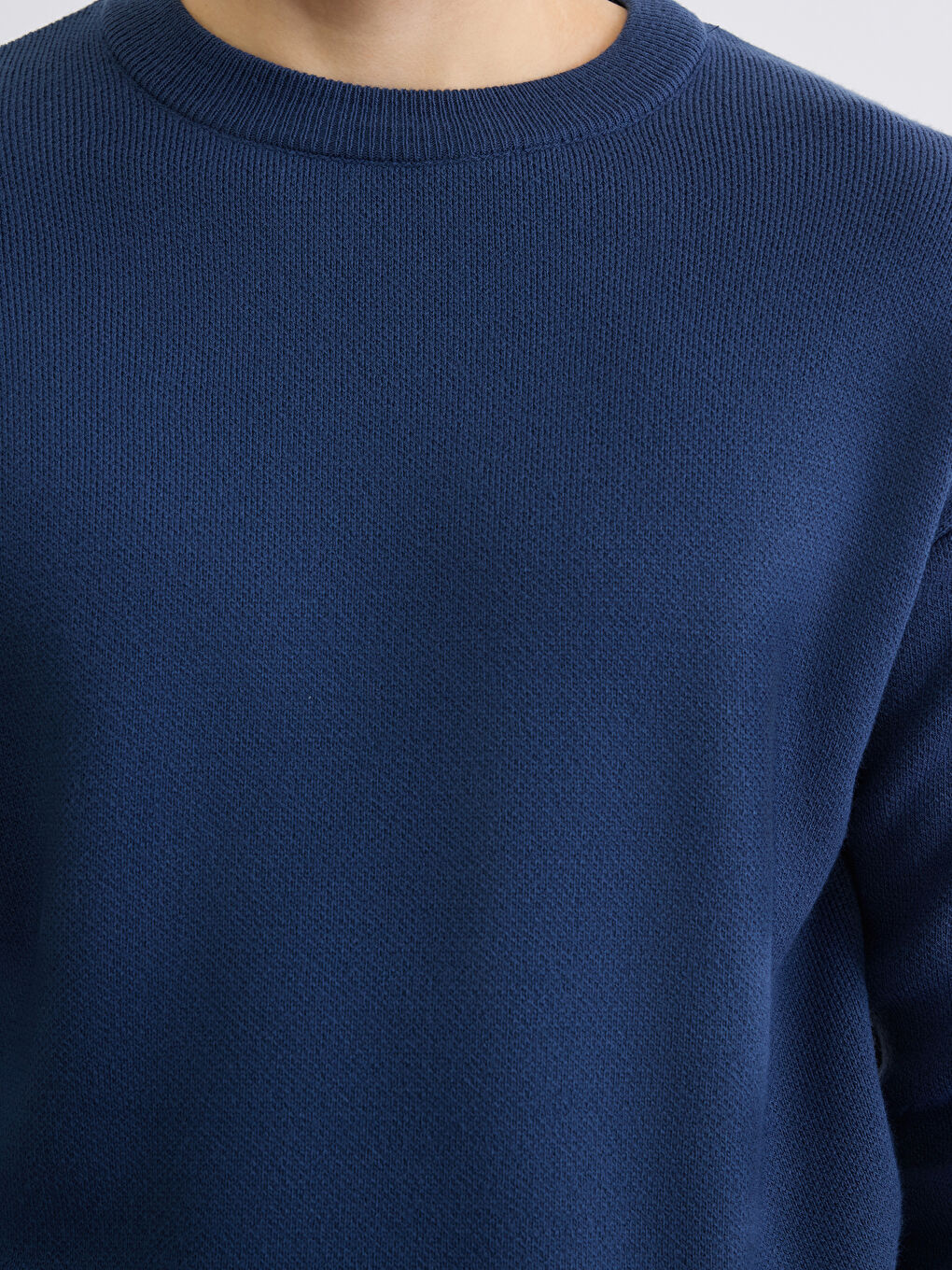 İndigo Bisiklet Yaka Erkek Triko Kazak-2