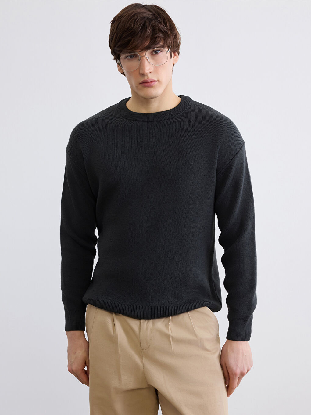 Antrasit Bisiklet Yaka Erkek Triko Kazak