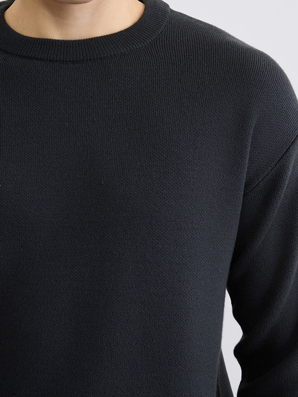 Antrasit Bisiklet Yaka Erkek Triko Kazak-2