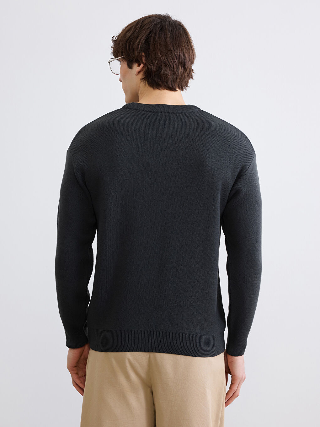 Antrasit Bisiklet Yaka Erkek Triko Kazak-3