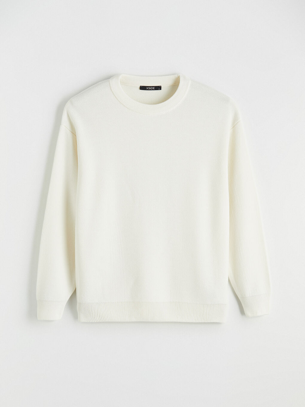 Ekru Bisiklet Yaka Erkek Triko Kazak